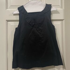 Talbots Black sleeveless blouse with pleated accent collar